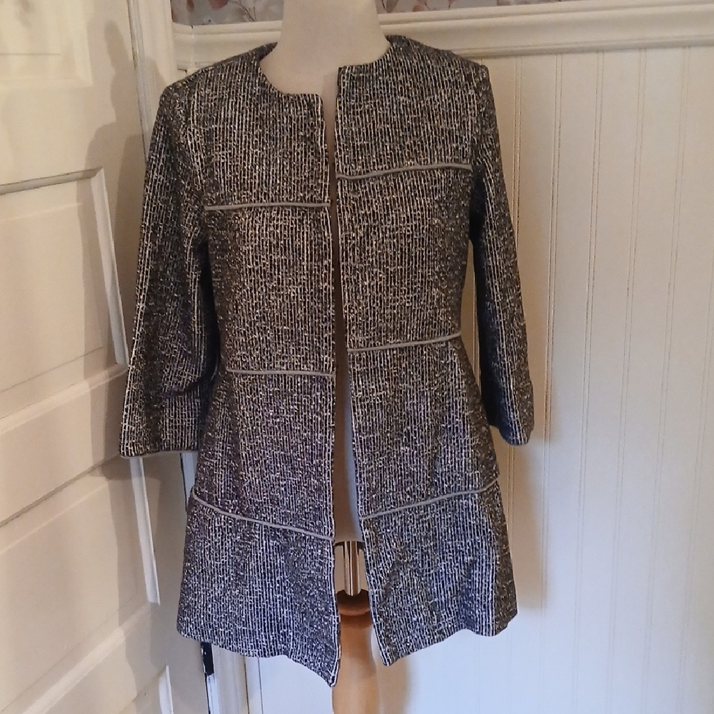 CAbi Monochrome Textured Open-Front Blazer